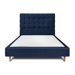 Sommeil De Plomb Lit avec tête de lit capitonnée velours et sommier - Lit en bois massif* Lit Double