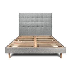 Lit avec tête de lit capitonnée et sommier kit - Lit en bois massif>Sommeil De Plomb Best