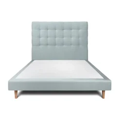 Sommeil De Plomb Lit avec tête de lit capitonnée velours et sommier - Lit en bois massif* Lit Double