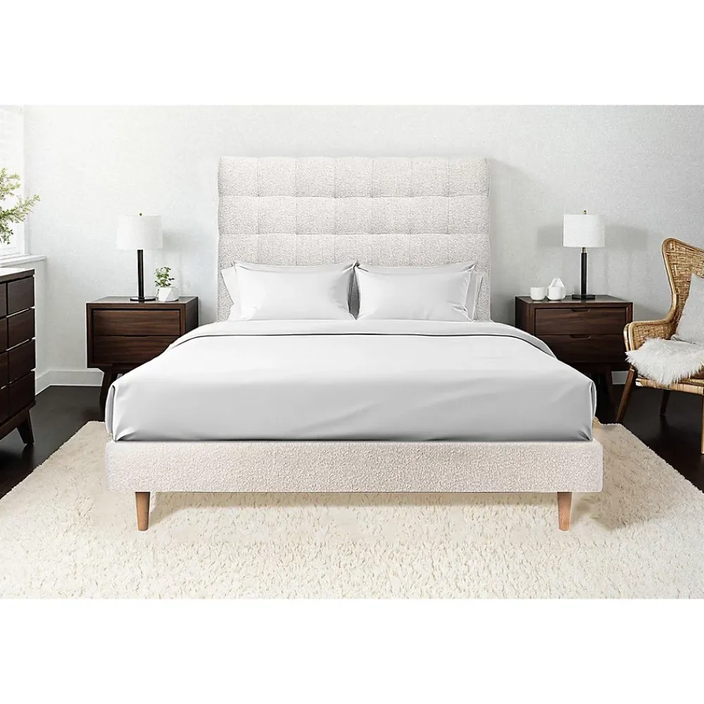 Sommeil De Plomb Lit avec tête de lit capitonnée et sommier tapissier - Lit en bois massif* Lit Simple