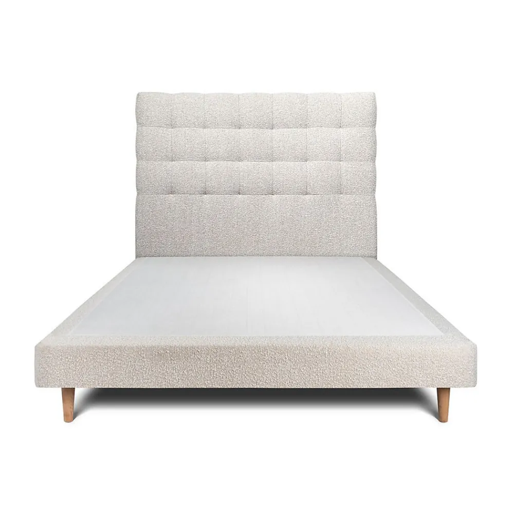 Sommeil De Plomb Lit avec tête de lit capitonnée et sommier tapissier - Lit en bois massif* Lit Simple