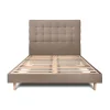 Lit avec tête de lit capitonnée velours et sommier kit - Lit en bois massif>Sommeil De Plomb Outlet