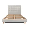 Lit avec tête de lit capitonnée velours et sommier kit - Lit en bois massif>Sommeil De Plomb Outlet