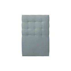 Lit avec tête de lit capitonnée velours et sommier - Lit en bois massif><noscript><img width=