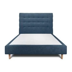 Sommeil De Plomb Lit avec tête de lit capitonnée tissu et sommier tapissier - Lit en bois massif* Lit Double