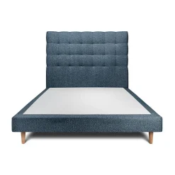 Lit avec tête de lit capitonnée et sommier tapissier - Lit en bois massif>Sommeil De Plomb Outlet