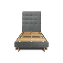 Lit avec tête de lit capitonnée tissu et sommier kit - Lit en bois massif>Sommeil De Plomb