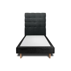 Lit avec tête de lit capitonnée et sommier tapissier - Lit en bois massif>Sommeil De Plomb Discount