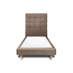Sommeil De Plomb Lit avec tête de lit capitonnée velours et sommier - Lit en bois massif* Lit Simple