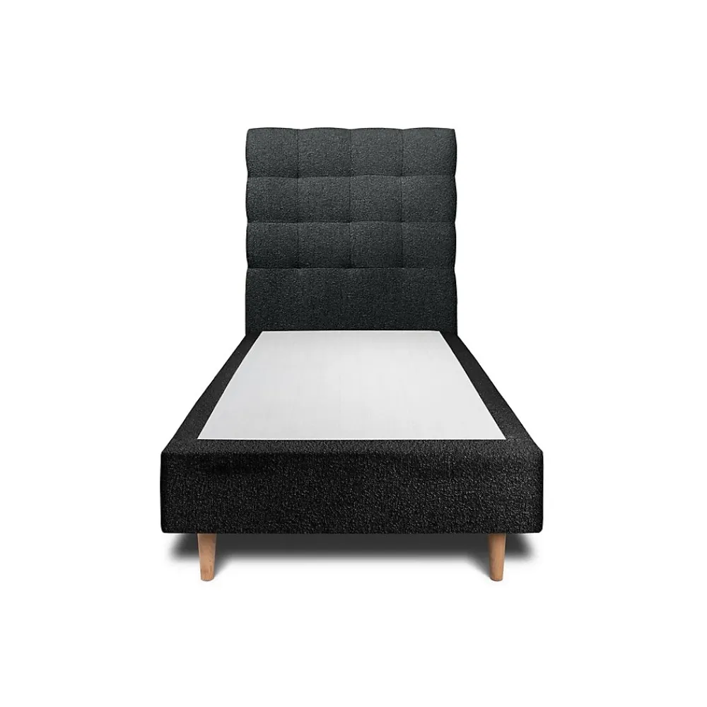Sommeil De Plomb Lit avec tête de lit capitonnée et sommier tapissier - Lit en bois massif* Lit Simple