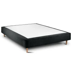 Lit avec tête de lit capitonnée et sommier tapissier - Lit en bois massif><noscript><img width=