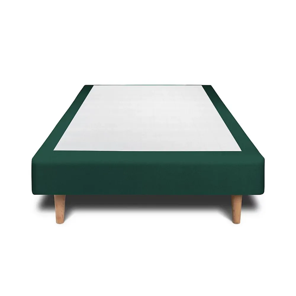 Sommeil De Plomb Lit avec tête de lit capitonnée velours et sommier - Lit en bois massif* Lit Simple
