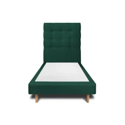 Sommeil De Plomb Lit avec tête de lit capitonnée velours et sommier - Lit en bois massif* Lit Simple