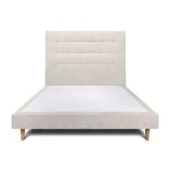 Sommeil De Plomb Lit avec tête de lit capitonnée tissu et sommier tapissier - Lit en bois massif* Lit Double