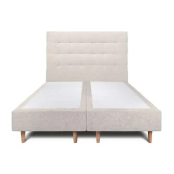 Sommeil De Plomb Lit avec tête de lit capitonnée tissu et sommier tapissier - Lit en bois massif* Lit Double