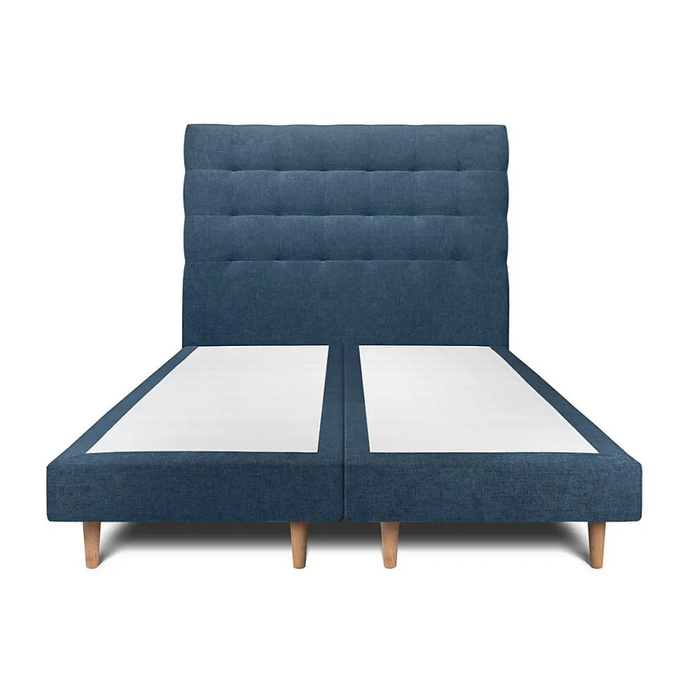 Lit avec tête de lit capitonnée tissu et sommier tapissier - Lit en bois massif>Sommeil De Plomb Online