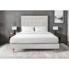 Sommeil De Plomb Lit avec tête de lit capitonnée velours et sommier - Lit en bois massif* Lit Simple