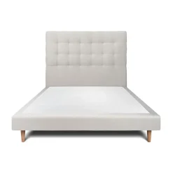 Sommeil De Plomb Lit avec tête de lit capitonnée velours et sommier - Lit en bois massif* Lit Simple