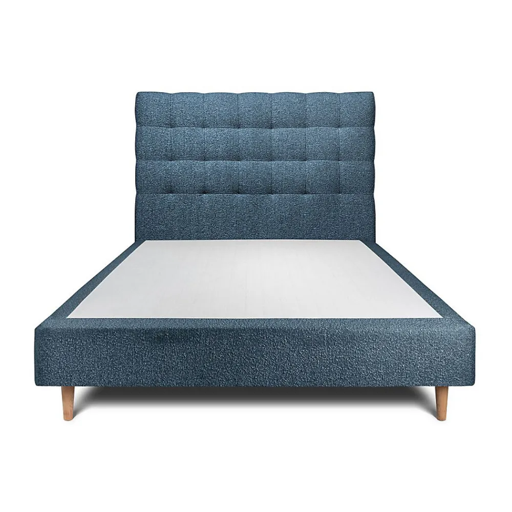 Lit avec tête de lit capitonnée et sommier tapissier - Lit en bois massif>Sommeil De Plomb Discount