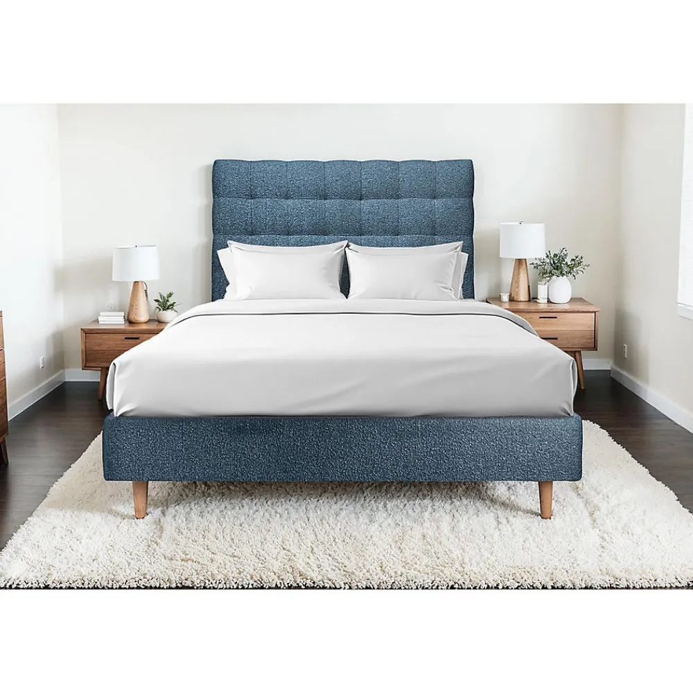 Lit avec tête de lit capitonnée et sommier tapissier - Lit en bois massif>Sommeil De Plomb Discount