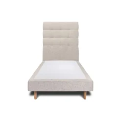 Sommeil De Plomb Lit avec tête de lit capitonnée tissu et sommier tapissier - Lit en bois massif* Lit Simple