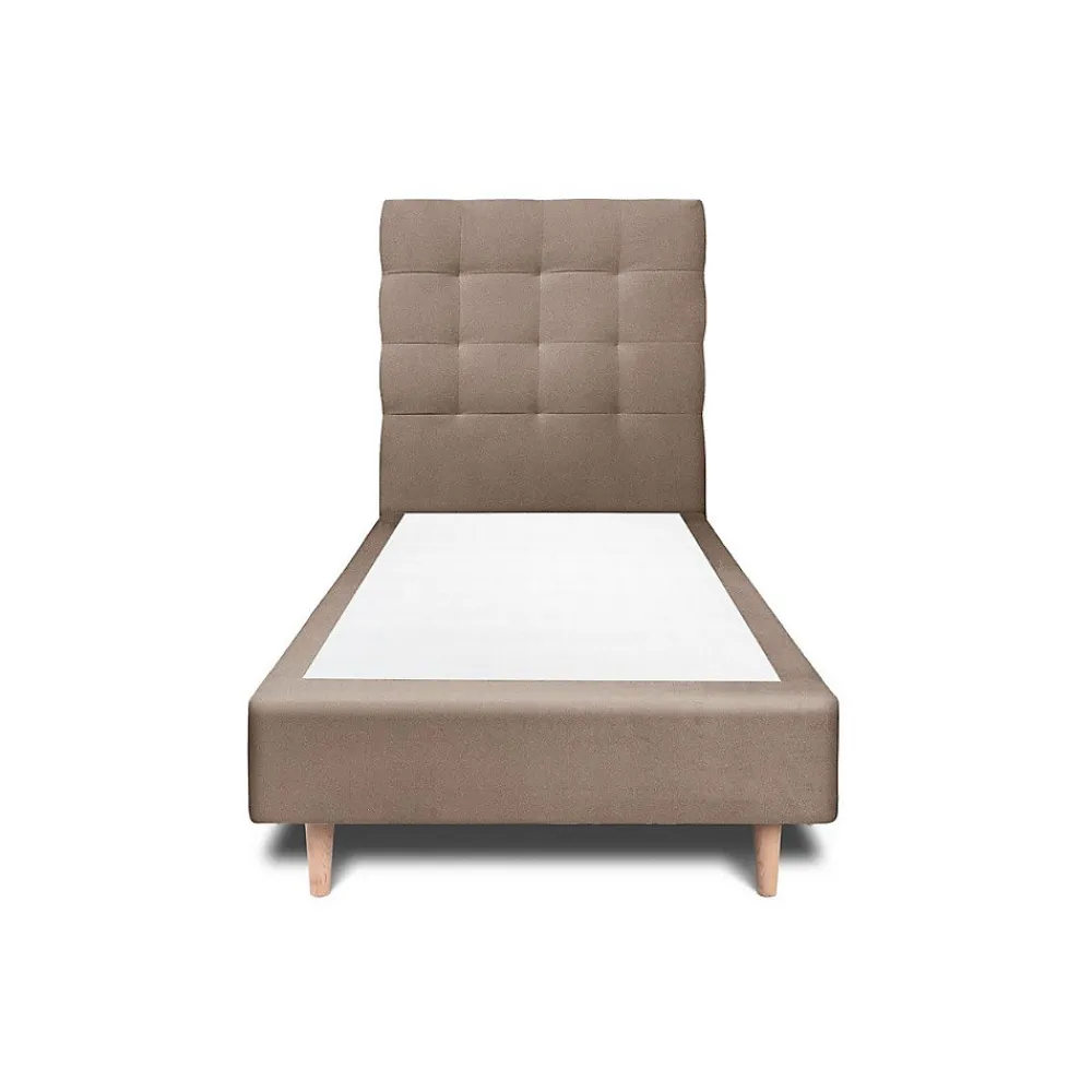 Lit avec tête de lit capitonnée velours et sommier - Lit en bois massif>Sommeil De Plomb Hot