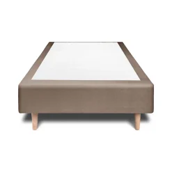 Lit avec tête de lit capitonnée velours et sommier - Lit en bois massif><noscript><img width=