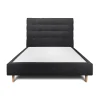 Lit avec tête de lit capitonnée tissu et sommier tapissier - Lit en bois massif>Sommeil De Plomb