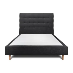 Lit avec tête de lit capitonnée tissu et sommier tapissier - Lit en bois massif>Sommeil De Plomb