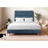 Sommeil De Plomb Lit avec tête de lit capitonnée tissu et sommier tapissier - Lit en bois massif* Lit Double