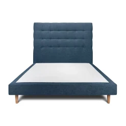Sommeil De Plomb Lit avec tête de lit capitonnée tissu et sommier tapissier - Lit en bois massif* Lit Double