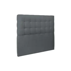 Lit avec tête de lit capitonnée velours et sommier - Lit en bois massif><noscript><img width=