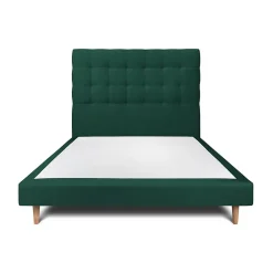 Sommeil De Plomb Lit avec tête de lit capitonnée velours et sommier - Lit en bois massif* Lit Double