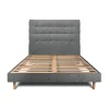 Lit avec tête de lit capitonnée tissu et sommier kit - Lit en bois massif>Sommeil De Plomb Online