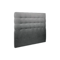 Lit avec tête de lit capitonnée tissu et sommier kit - Lit en bois massif><noscript><img width=