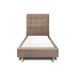 Lit avec tête de lit capitonnée velours et sommier - Lit en bois massif>Sommeil De Plomb Clearance