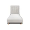 Lit avec tête de lit capitonnée velours et sommier - Lit en bois massif>Sommeil De Plomb Best