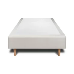 Lit avec tête de lit capitonnée velours et sommier - Lit en bois massif><noscript><img width=