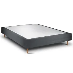 Sommeil De Plomb Lit avec tête de lit capitonnée velours et sommier - Lit en bois massif* Lit Simple