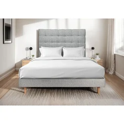 Sommeil De Plomb Lit avec tête de lit capitonnée et sommier kit - Lit en bois massif* Lit Simple