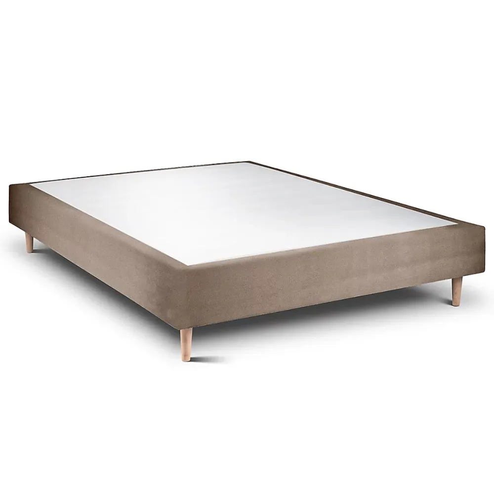 Sommeil De Plomb Lit avec tête de lit capitonnée velours et sommier - Lit en bois massif* Lit Simple