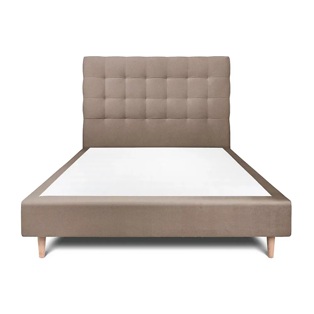 Sommeil De Plomb Lit avec tête de lit capitonnée velours et sommier - Lit en bois massif* Lit Simple
