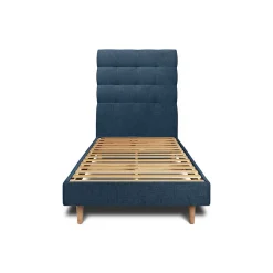 Lit avec tête de lit capitonnée tissu et sommier kit - Lit en bois massif>Sommeil De Plomb Best