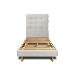 Lit avec tête de lit capitonnée velours et sommier kit - Lit en bois massif>Sommeil De Plomb Outlet