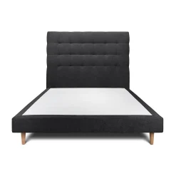 Lit avec tête de lit capitonnée tissu et sommier tapissier - Lit en bois massif>Sommeil De Plomb