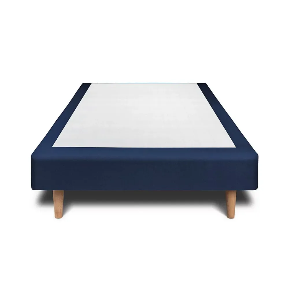 Sommeil De Plomb Lit avec tête de lit capitonnée velours et sommier - Lit en bois massif* Lit Simple