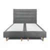 Lit avec tête de lit capitonnée tissu et sommier tapissier - Lit en bois massif>Sommeil De Plomb Outlet
