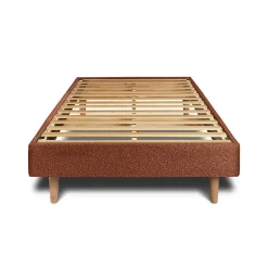 Lit avec tête de lit capitonnée et sommier kit - Lit en bois massif><noscript><img width=