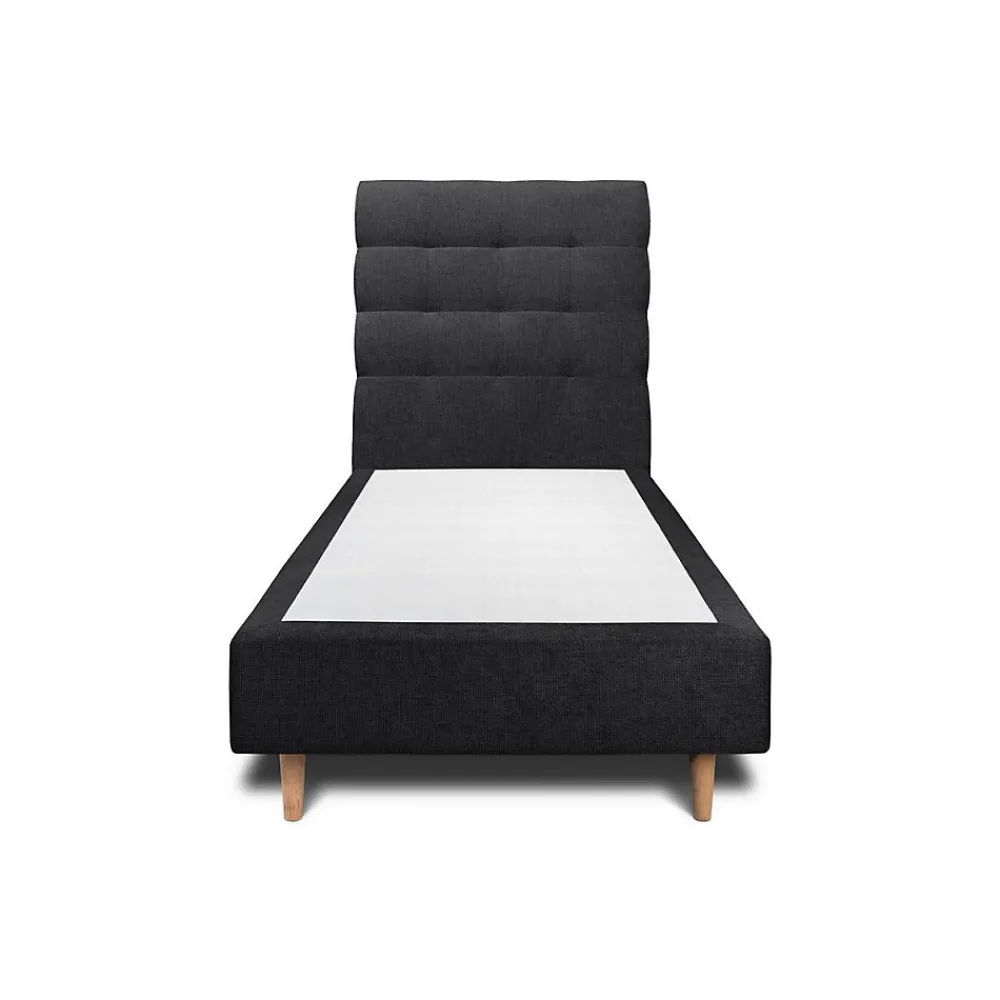 Lit avec tête de lit capitonnée tissu et sommier tapissier - Lit en bois massif>Sommeil De Plomb Best