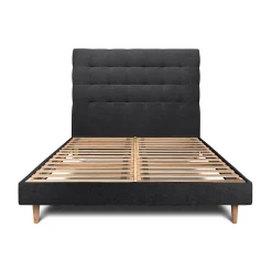 Lit avec tête de lit capitonnée tissu et sommier kit - Lit en bois massif>Sommeil De Plomb Outlet